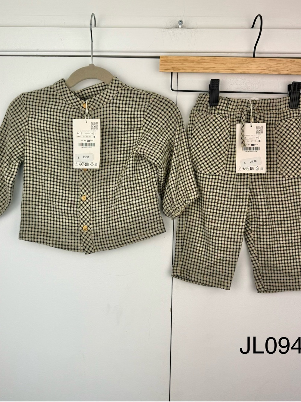 NWT Zara Baby Checkered Shirt Pants 2 Piece Set 9-12M
